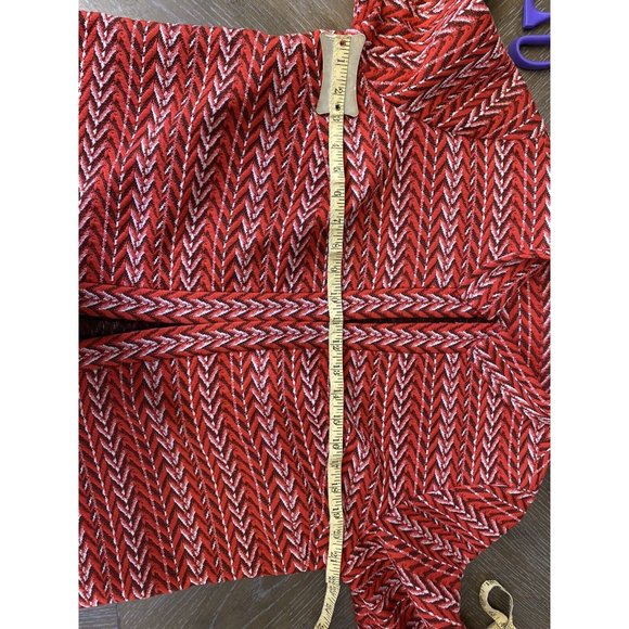 VTG Amy Adams Knits Womens Jacket 70s Boho Swing Collar Red Chevron Medium - Picture 10 of 11